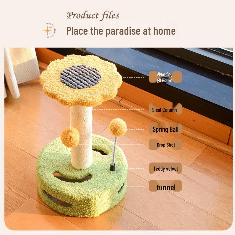 Cat Tree with Sisal Scratching Post and Turntable