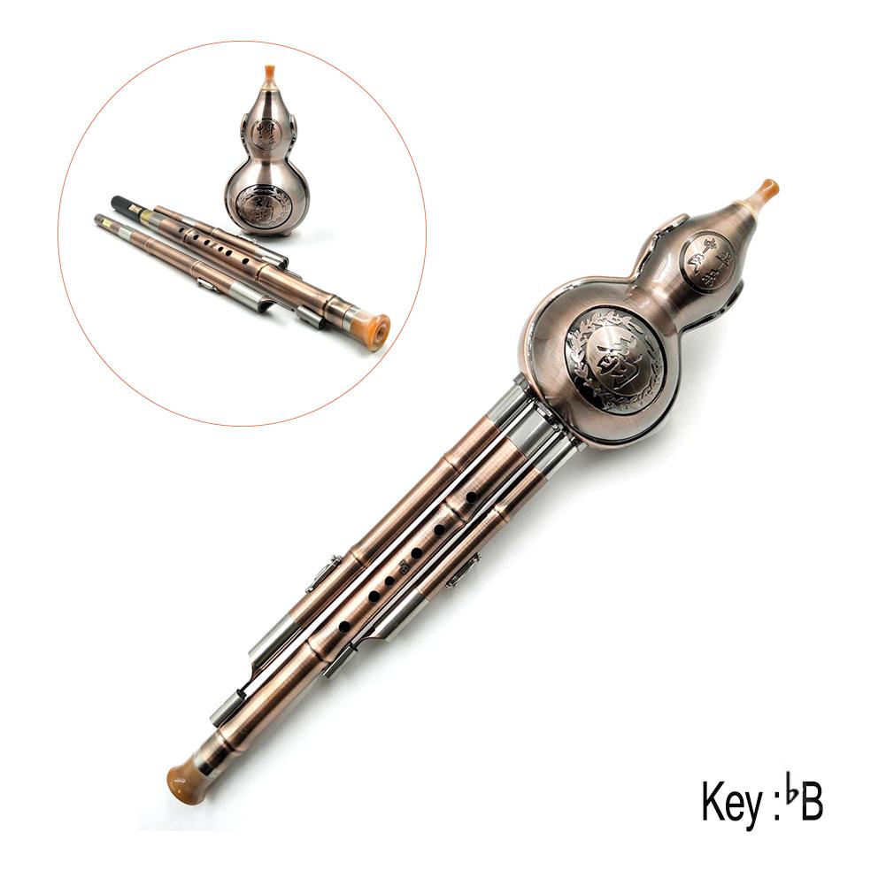 Čínská ručně vyráběná Hulusi kovová tykev Cucurbitová flétna Etnický hudební nástroj pro začínající milovníky hudby