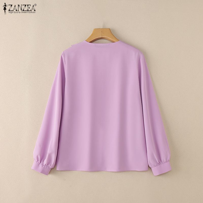 ZANZEA Women Ruffles V-Neck Casual Long Sleeve Blouse
