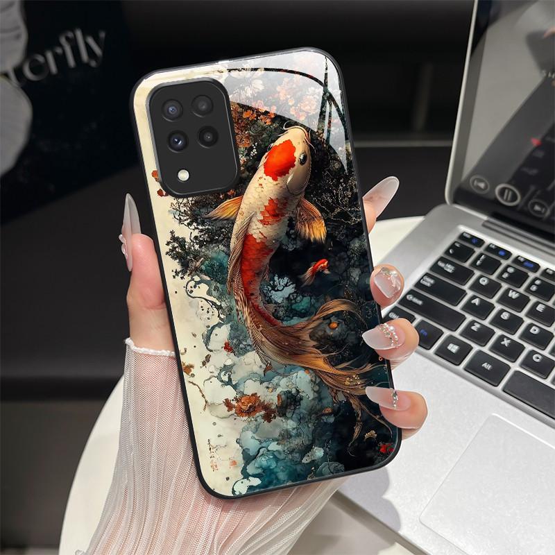 For Samsung M33 M53 Phone Case Trendy Fantasy Design Tempered Glass Hard Bumper For Galaxy M 33 M 53 Full Protection Back Covers