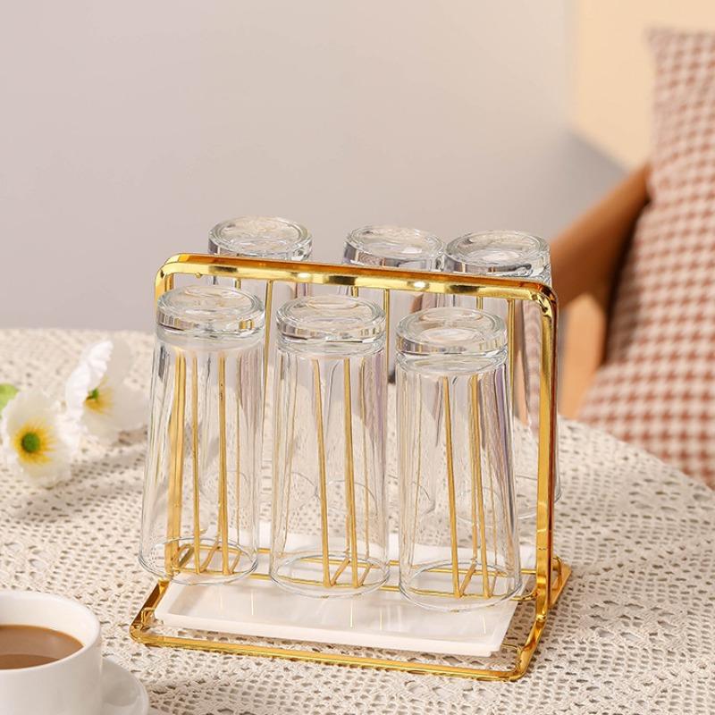 Kitchen Luxury Gold Cup Drying Rack Stand Iron Cup Drainer Holder Tree for Coffee Mug Glasses for Countertop Storage