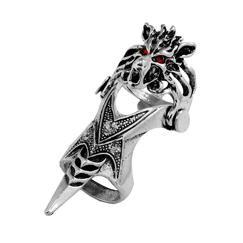 Alloy Retro Punk Style Long Ring Personalized Rock Skull Dragon Joint Ring