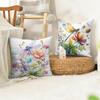 Watercolor Dragonflyflower Cushion Cover Natural Linen Organic Fabric DoubleSided Printing Sofa Home Decor Gift Pillow Cover