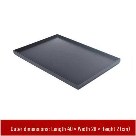 Rectangular Japanese Black Wooden Serving Tray - Solid Wood Plate for Dinner, Tea, or Water Cups. Perfect for Retro Restaurant Decor.