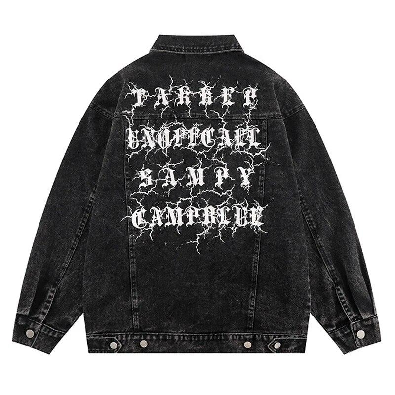 

Высокая уличная мода, повседневная мужская джинсовая куртка с лацканами, однобортный топ с несколькими карманами, свободное пальто в стиле Харадзюку, уличная одежда Jaquetas