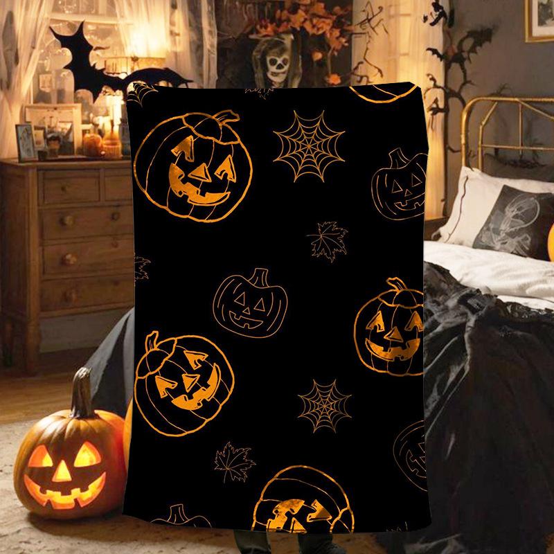 Halloween ghosts digital-printed polyester Bedroom velvet flannel cover blanket Fleece soft sofa cover blankets for beds