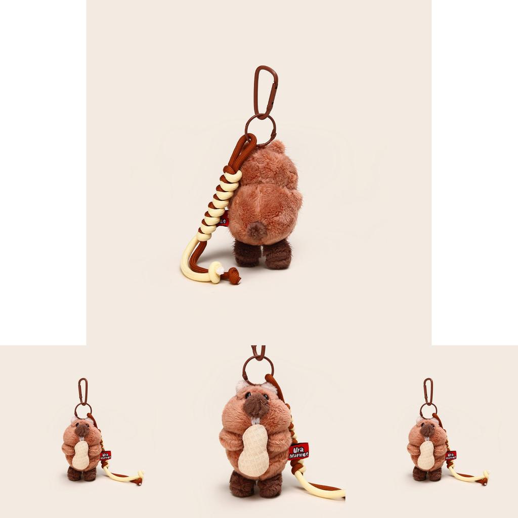 Cute Cartoon Eating Peanuts Groundhog Plush Toy Pendant Keychain For Bag Accessory And Collectors Gift