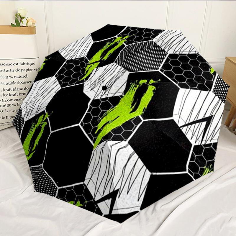 Soccer Ball Artwork 8-Frame for Travel, Camping, Casual Lightweight Portable Umbrella, Essential for Every Family Holidays Birthday Gift