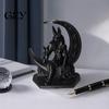 Modern Egyptian Themed Sculpture 3D Printed Anubis Moon Figurine, Ancient Mythology Statue, Retro Style Room Decoration Dark Wolf Desk Ornament,
