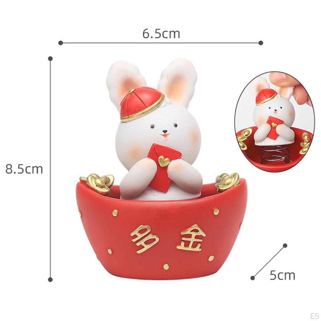 Chinese Statue Figurines Home Decoration Table Centerpieces Shaking Bunny Sculpture for Desktop,