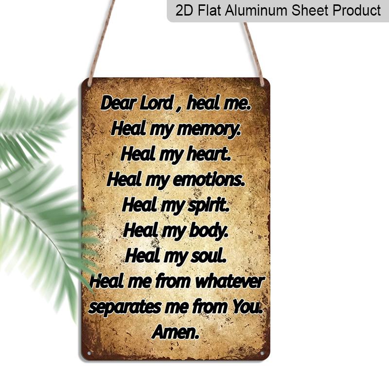 2D Flat, Decorative Sign Vintage "Dear Lord" Rustic Aluminum Wall Art Sign- Inspirational Religious Prayer Plaque Home, Office, Church, Kitchen