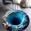 Wavy Ocean Hole Round Rug 3D Deep Sea Carpet Mystical Ocean Floor Decor Nautical Abyss Round Mats Water-Related Illusion Rug