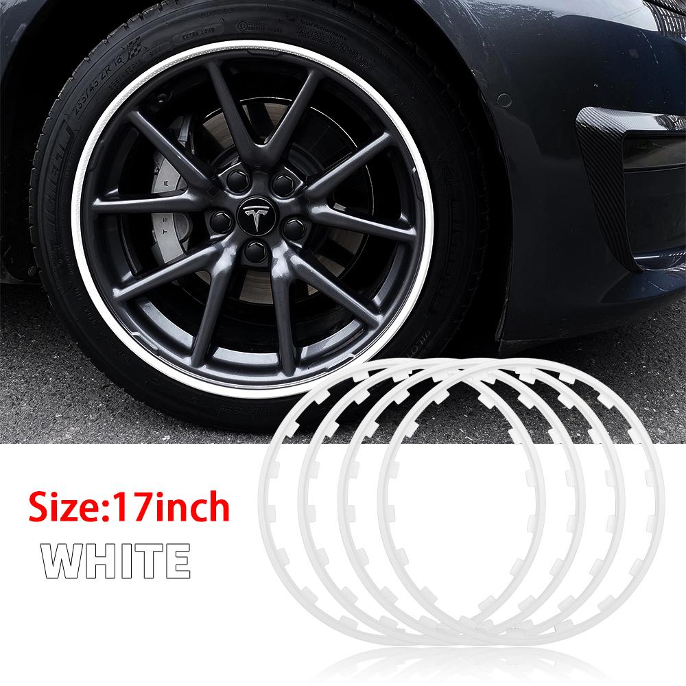 AMA1 4PCS/SET Car Vehicle Wheel Rims Protector Decor Strip Tire Guard Line Rubber Moulding Trim for Tesla Model 3 Y S X 2017-2023