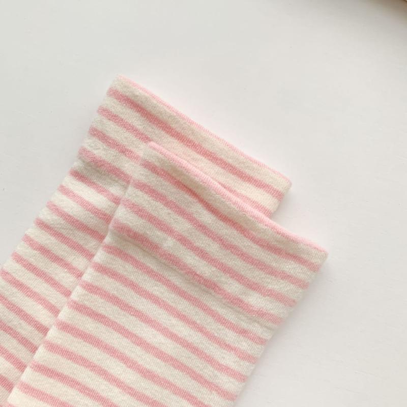 Chaussettes Tube d'Été Fines Couleur Pure Rayées Respirantes Bouche Large Mois Fils