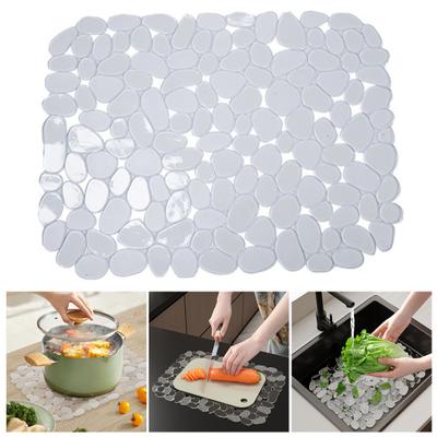 Pebble Sink Mat Anti-skid Drainage Anti-clog Dishes And Glassware Washing Sink Saddle Protector