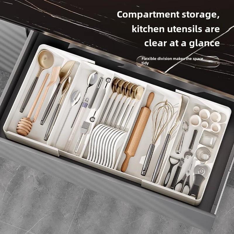Retractable Desktop Drawer Organizer for Cutlery and Chopsticks