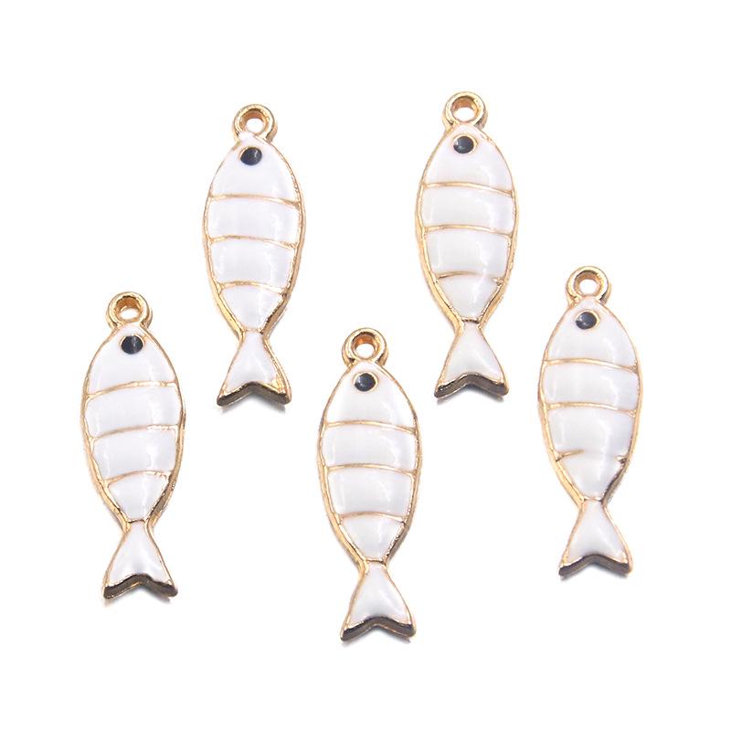Colorful Enamel Fish Pendant DIY Metal Frame Ocean Charm