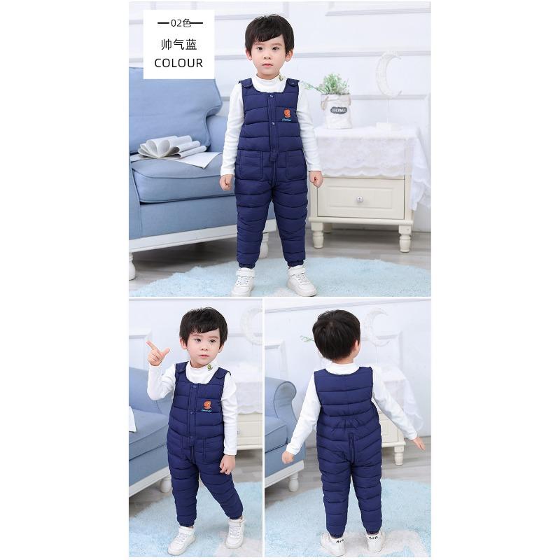 Baby Kinder Verdickte Fleece Latzhose Offener Schritt Winter Baumwolle Gepolsterte Hose Für Jungen Mädchen