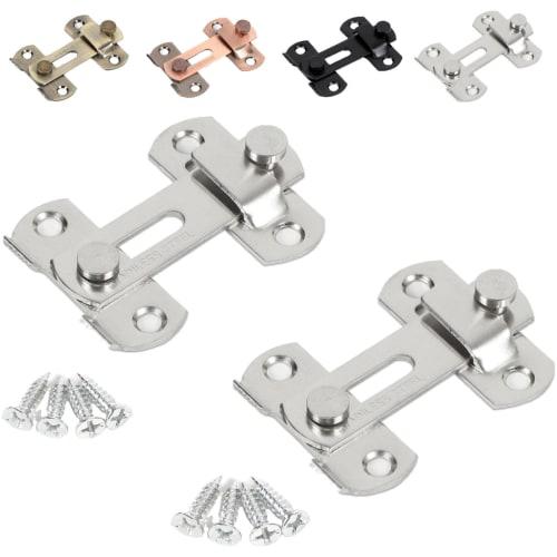 Fogman Door Buckle, 180-Degree Sliding Door Lock, Horizontal, Choose Your Color and Size, Set of 2 (Small, Silver)