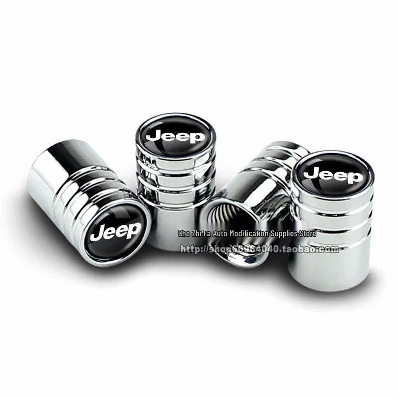 Jeep Tire Valve Stem Caps for Grand Cherokee, Compass, Wrangler, and Cherokee - Decorative Set