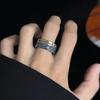 Adjustable Open Ring Men Women Vintage Chinese Style Copper With Tian Guan Ci Fu Inscription Retro Geometric Design