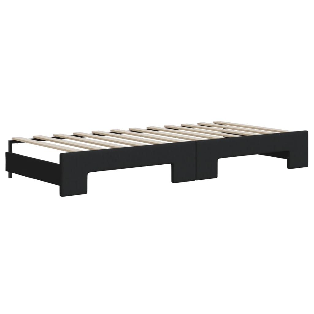 Extendable Daybed with Drawers Black 100x200 cm Fabric