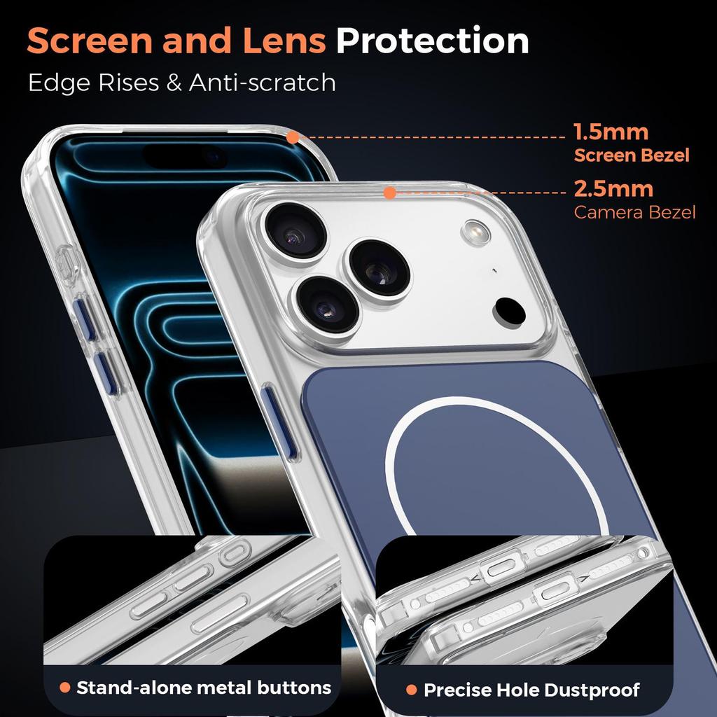 iPhone 17 Pro Max Transparent Frosted Magnetic Charging Protective Case - Creative & Personalized Design