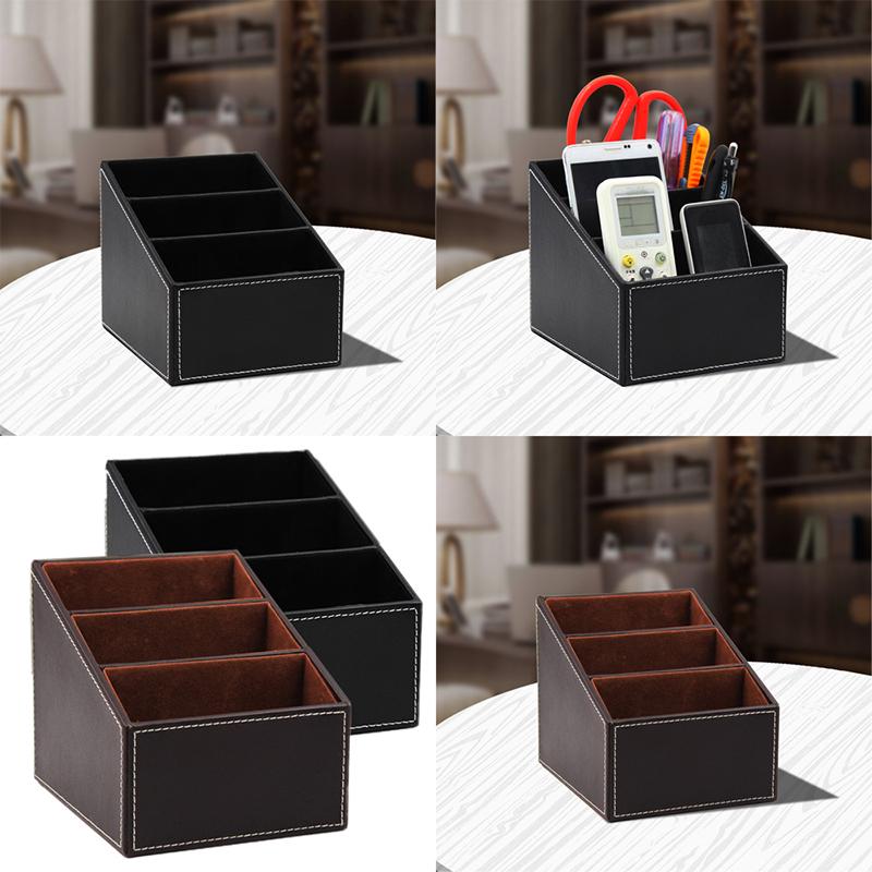 1-Piece PU Leather Remote Control Holder Leather Remote Control Storage Box TV Guide Table Storage Box Email Sorting Box