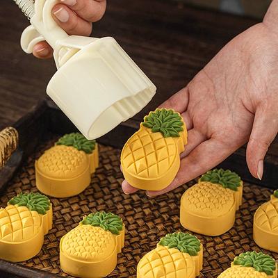 Fruit Pineapple Shape Pastry Mold,Including 1 Mold And 2 Stamps,Diy Hand Press Moon Cake Stamps,Mung Bean Cake,Cookie Mold
