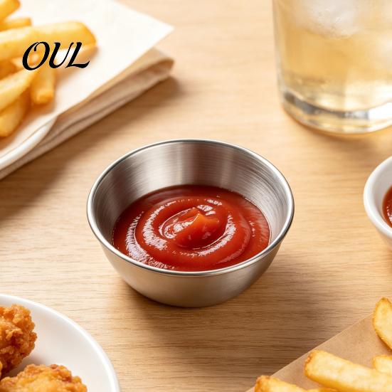 Mini nádobky na omáčku pro hot pot 6 ks Nerezové misky na koření, Misky na dipování, Stříbrné misky na koření Kuchyňské Stohovatelné Kulaté misky na dochucovadla Domácí