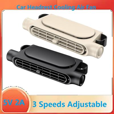 Car Headrest Cooling Air Fan 3 Speeds Adjustable Car Interior Rear Headrest Fan Cooler Air Cooling Fan Summer Car Accessories