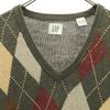 GAP 90s Linen Blend White Tag Old Argyle Long sleeve Cotton knit sweater Men's Used