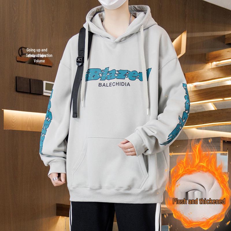Autumn/Winter Teen Hoodie for Boys, Ages 12-16, Plus Velvet, Thick and Warm