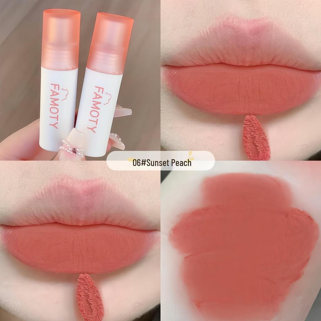 Matte Velvet Lip Mud Gloss: Dual-Use Lip and Cheek Whitening Lipstick, Moisturizing, Non-Stick Cup