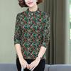 Spring and Autumn Long Sleeve T-shirt for Women New Style Middle-aged Mothers' Large-size Top Printed Half-high Collar and Floral Base Shirt