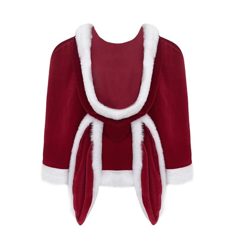 Winter pure desire velvet hooded rabbit ear shawl Christmas outfit cape theme clothing accessories