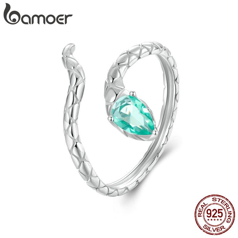 

Кольцо BAMOER из стерлингового серебра 925 пробы в виде спиральной змеи, уникальное дизайнерское кольцо с официальным нарядом для женщин, изящные ювелирные украшения для вечеринки 2mm