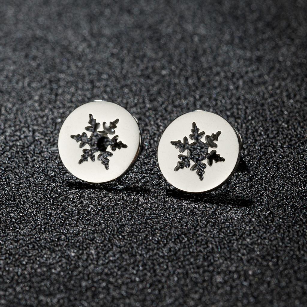 Christmas Tree Reindeer Pattern Earrings Women Student Teen New Year Gift Stainless Steel Cartilage Piercing Earring Zircon