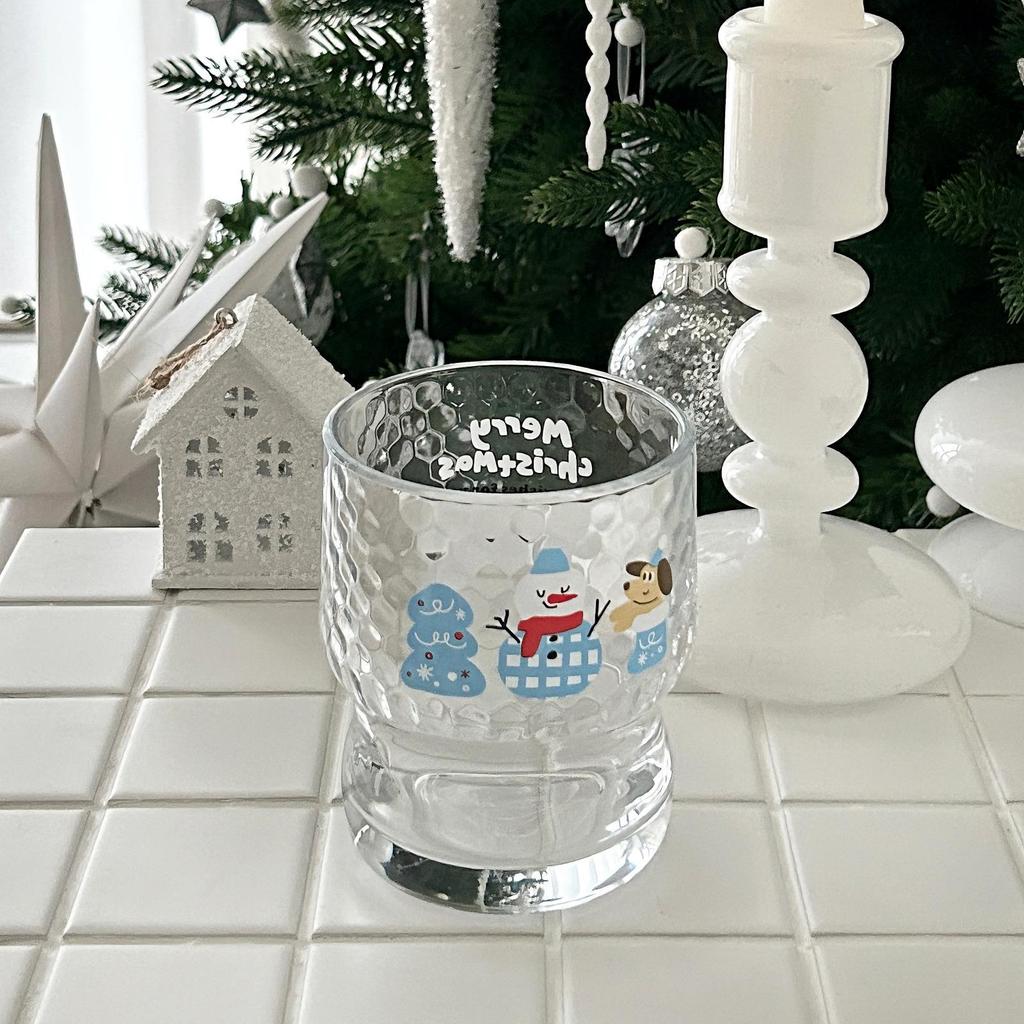Christmas Vibe Cute Snowman Glass Cartoon Juice Cup Couple Breakfast Milk Cup Office Coffee Cup