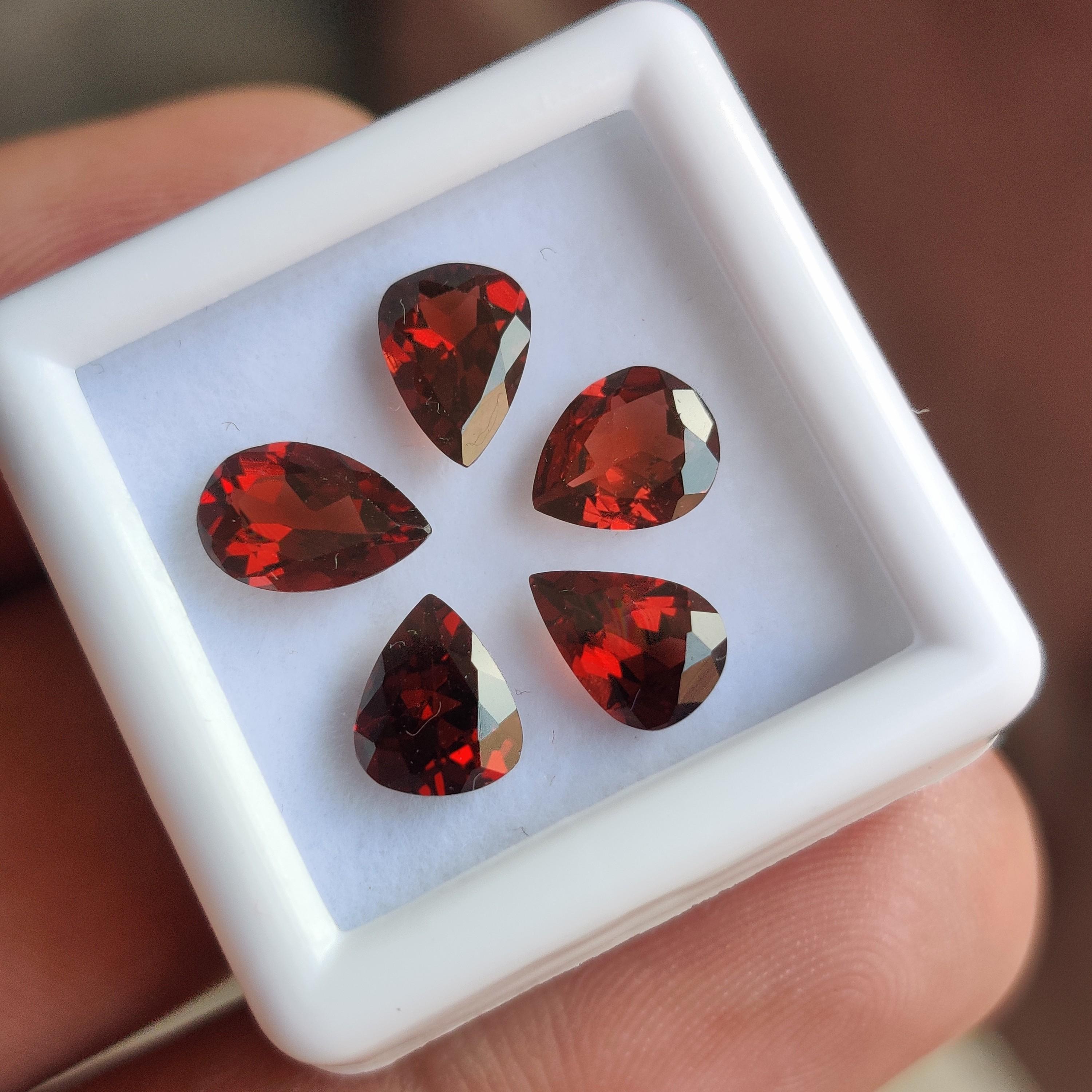 

5 Pieces Lot Blood Red Pear Cut Garnet Gemstone, Healing Gemstones. 5 Pcs Pear Garnet