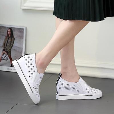 Comemore Height Sneakers Women Summer Shoes Platform Wedge White Mesh Breathable Vulcanize Shoes Slip On Solid Ladies Tennis