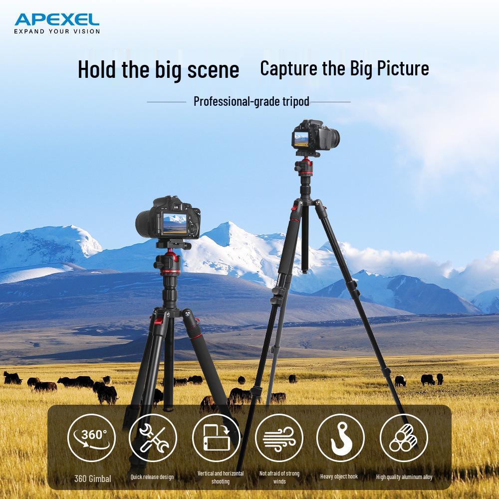 APEXEL 360° Photography Tripod with Quick Release Plate, 173CM Aluminum Alloy APL-JJ031