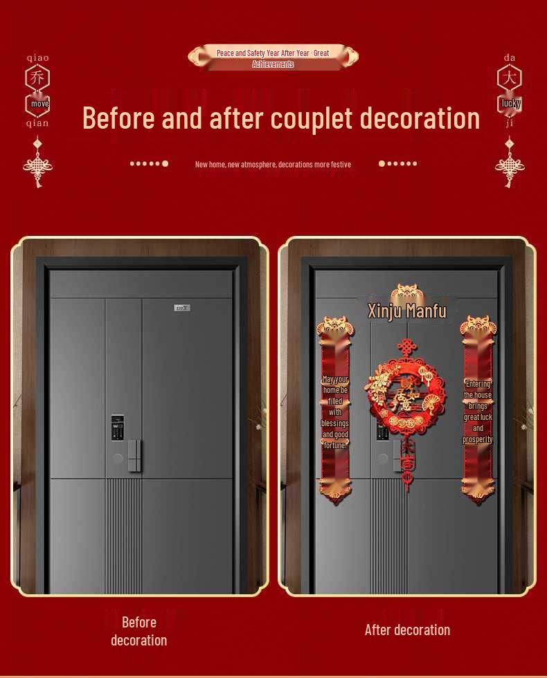 Auspicious Housewarming Magnetic Couplets for New Home Decor with New Year's Blessings