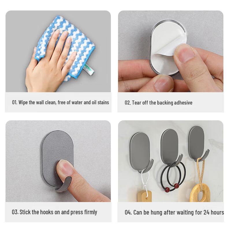 No-Drill Heavy-Duty Adhesive Wall Hooks (10-Pack)