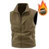 Men Winter Fleece Warm Vest Jacket Men Outdoor Windproof Photographer Fishing Waistcoat Stand Collar Double-Sided Vest Male