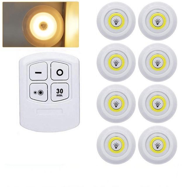 Super Bright Cob Under Cabinet Light LED 5W Wireless Remote Control Dimmable Wardrobe Night Lamp Home Bedroom Kitchen Nightlight