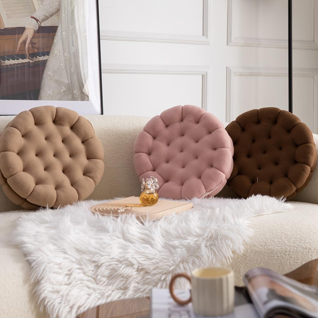 Vintage Style Cookie Sandwich Pillow Soft Faux Fur, Suitable for All Seasons, Perfect for Home Decor, Office Nap, or As a Cozy Accent