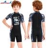 Kids UV Protection Swimsuit With Short Sleeves One-Piece Rash Guard Girls Boys Toddler Beach Snorkeling Quick-Dry