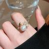 Cold wind zircon pearl opening ring Korean elegant temperament versatile index finger ring light luxury high-end jewelry women