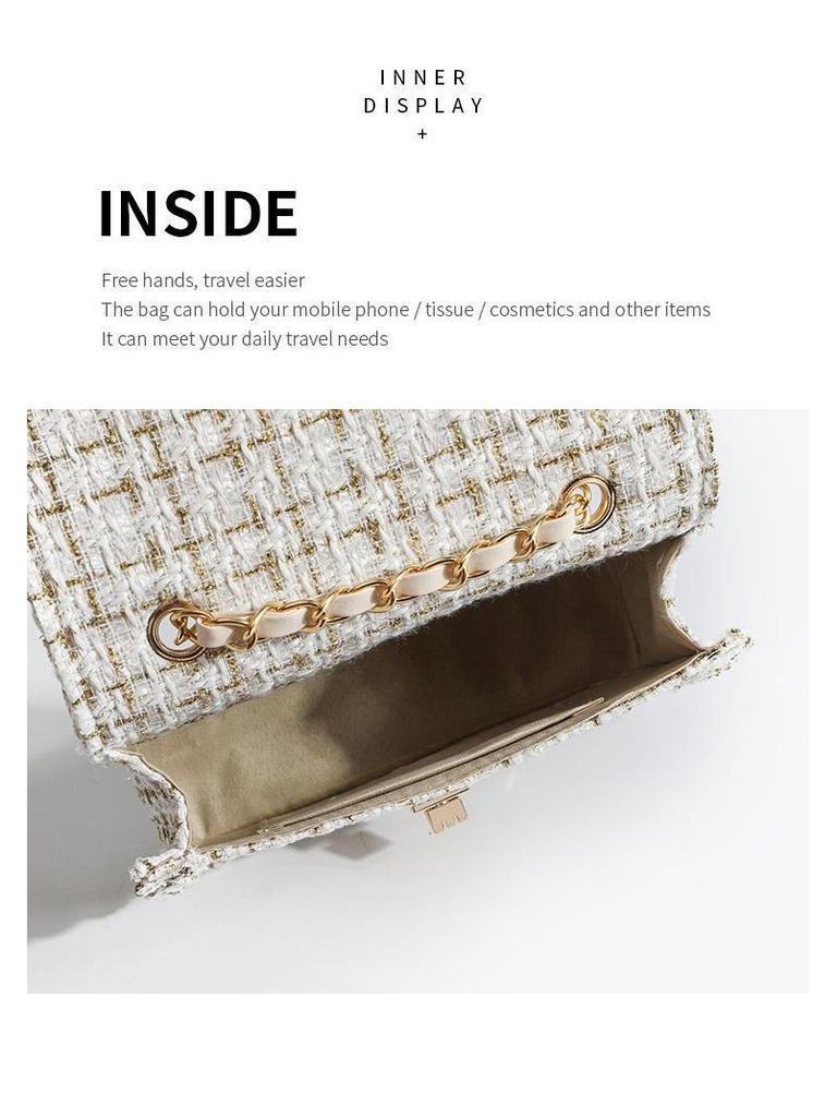 2024 A/W Women's Tweed Chain Underarm Shoulder Bag - High-End Small Square Crossbody